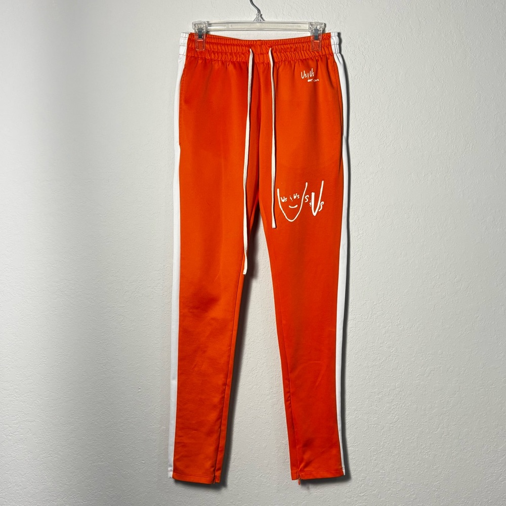 Bright Orange Pants with Leg Zippers. Size S